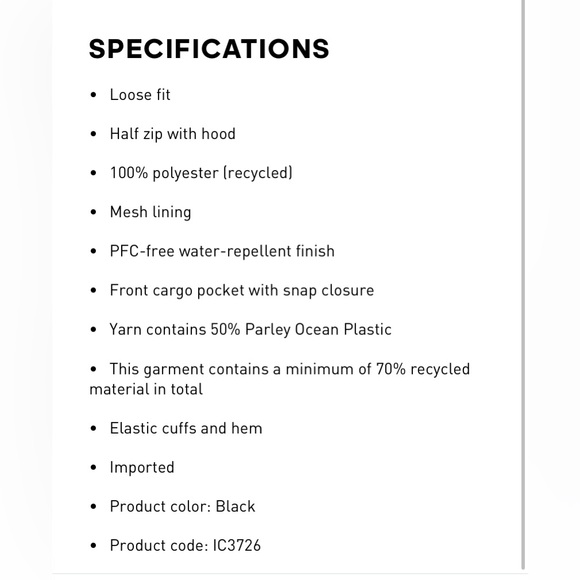 New Men’s Adidas City Escape Premium Windbreaker Black Oversized Fit Small - Picture 9 of 9